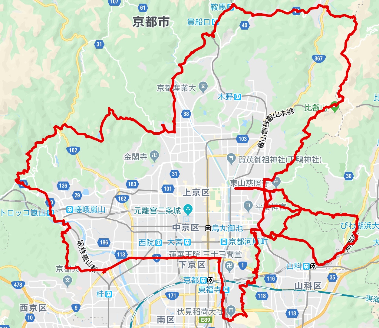 京都ラウンドトレイル地図